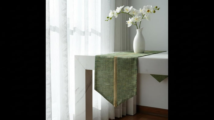 Handcrafted Table Runner Olive Green - Elegant Dining & Festive Décor