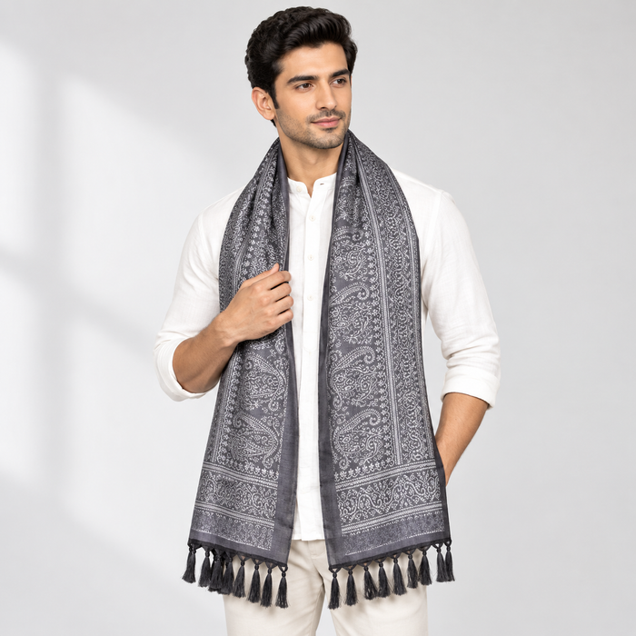 Dark Grey Palette Silk Men’s Scarf
