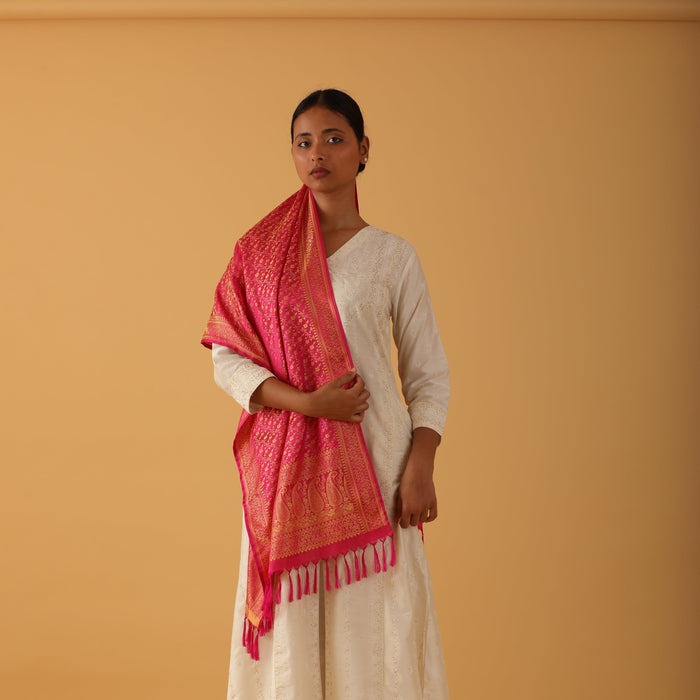 Designer red silk stole