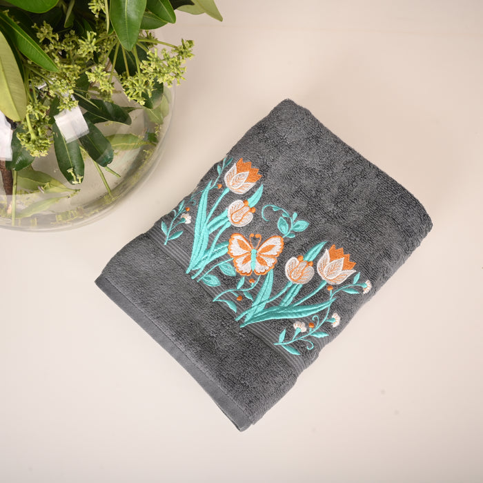 Tulip Petal Blue Cotton Towels Set