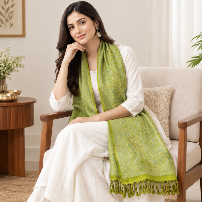 Pista Green Persian Silk Stole