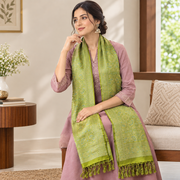 Pista Green Persian Silk Stole
