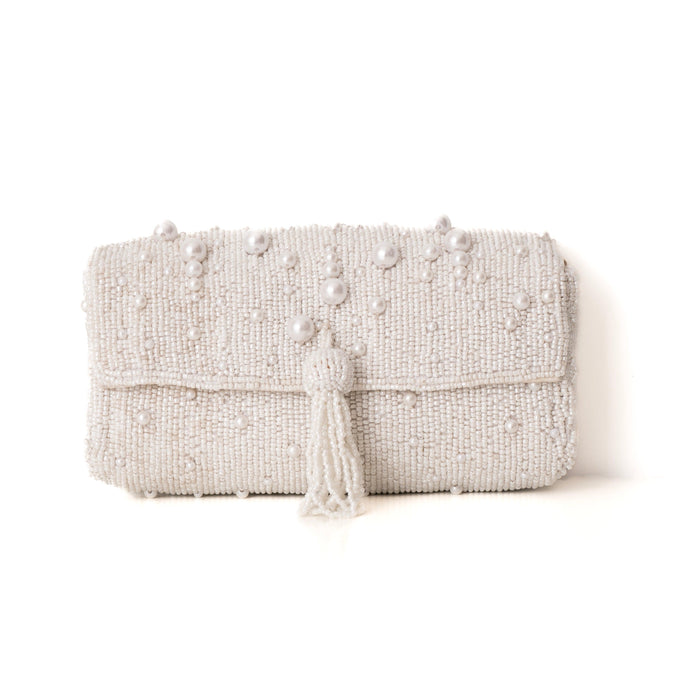 Beaded cream color clutch