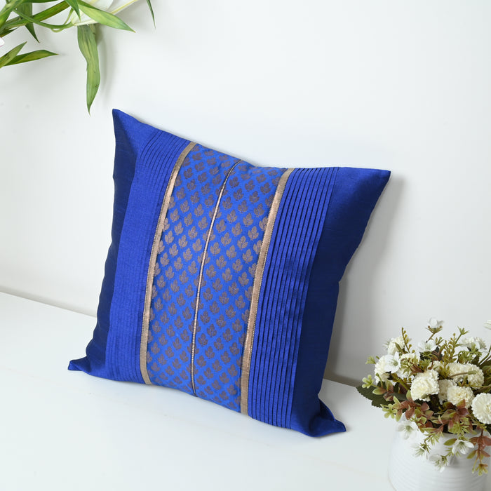 Blue silk cushion cover