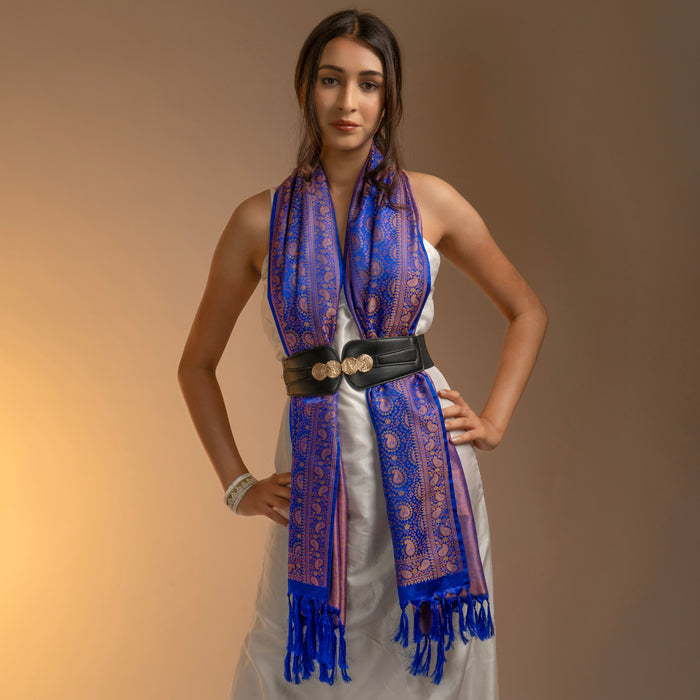 Blue silk stole