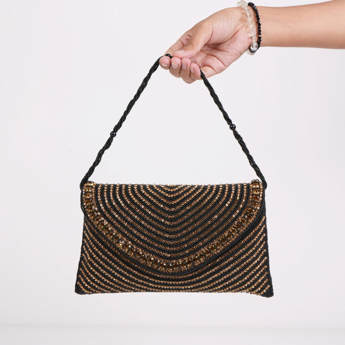Black Gold Embellished Clutch