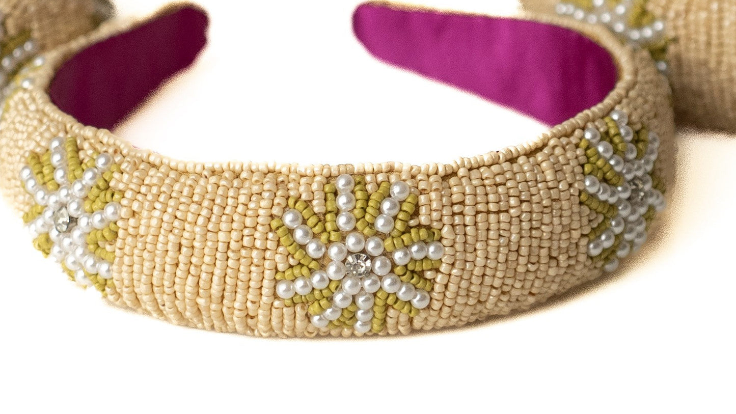 BEIGE  PEARL HAIRBAND