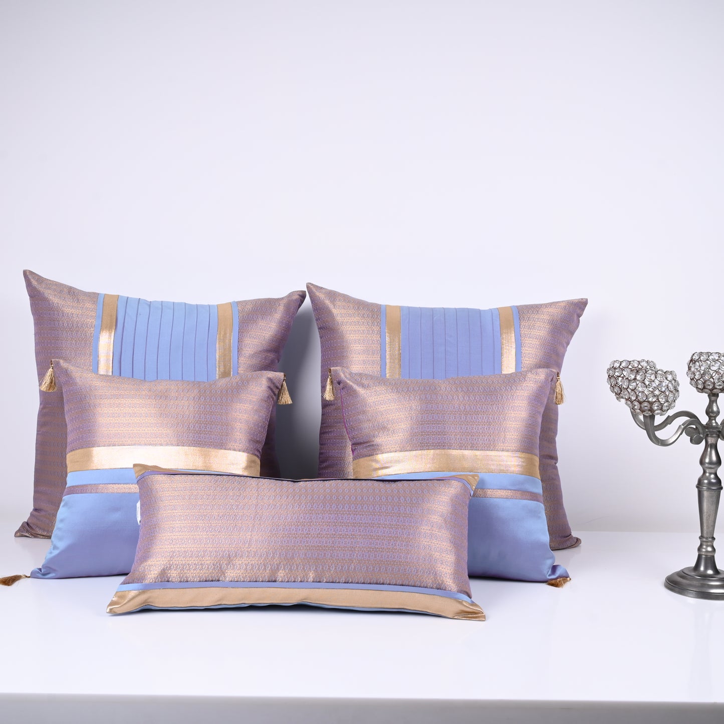 SILK BED SETS / SOFA CUSHIONS - CUSHION COVER | SILK BROCADE|AUSTIN LAKE & SKY