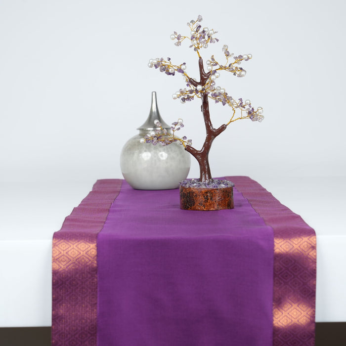 Hndcrafted Silk Table Runner Purple – Elegant Dining & Festive Décor