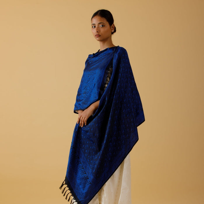 Blue silk stole