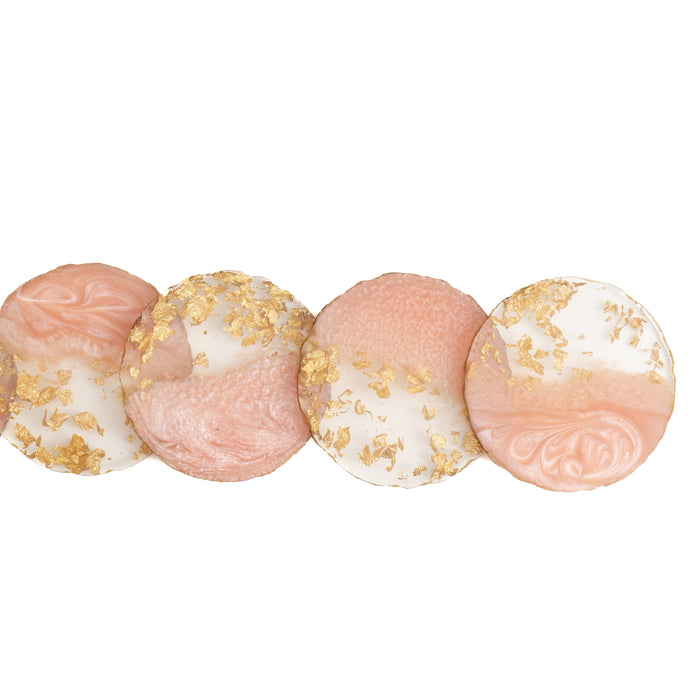 RESIN COASTER - PINK & GOLD - SET OF 5
