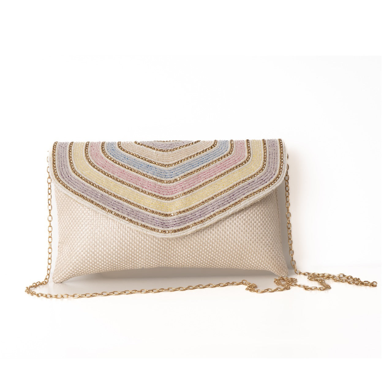 BEIGE & BEADS CLUTCH