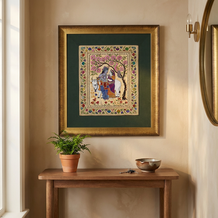 Radha & Krishna Silk Tapestry