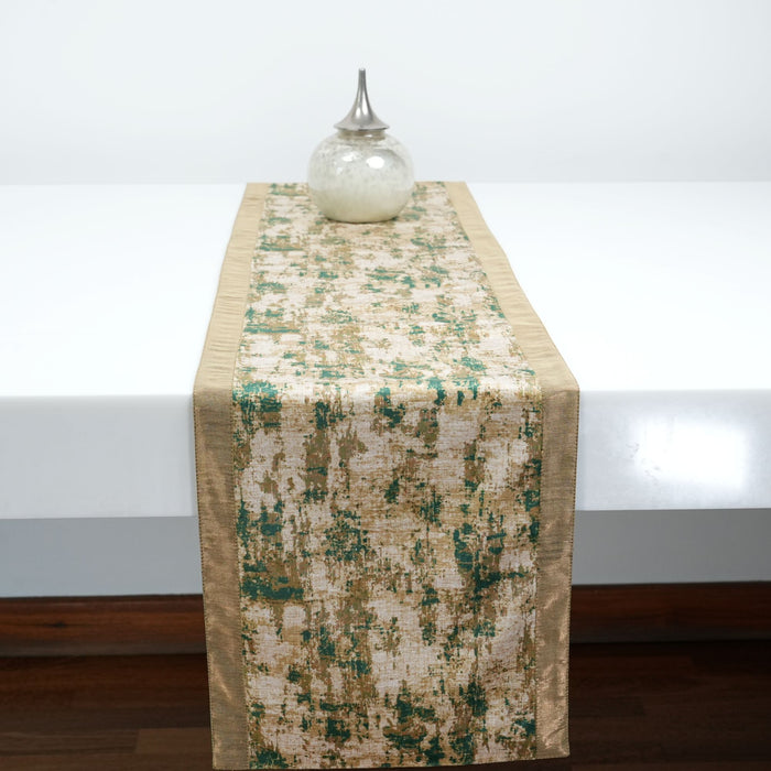 Handcrafted Table Runner Beige & Rustic Green - Elegant & Designer Durable Runner