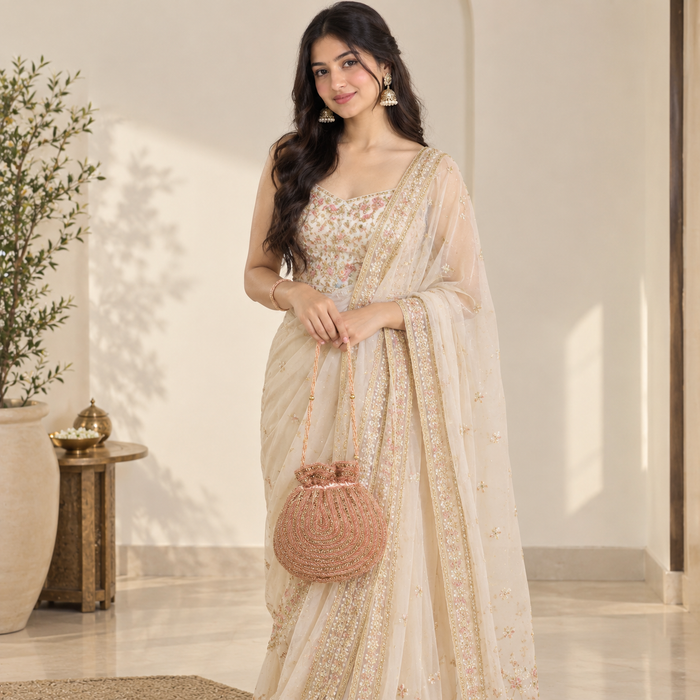 Peach Gold Potli Bag