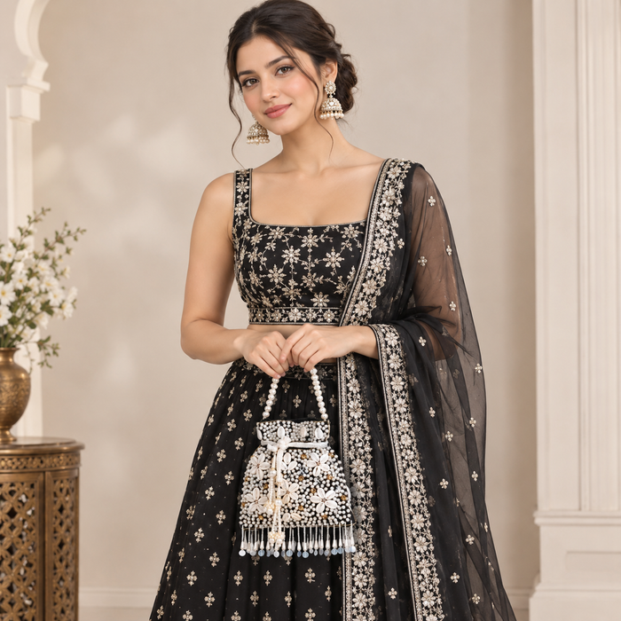 Festive Charm Black Potli Bag