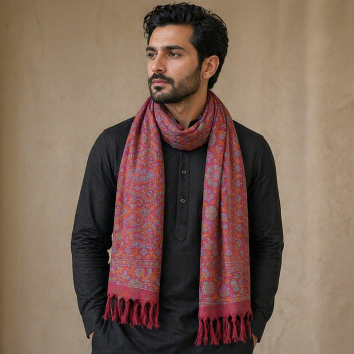 Handwoven Silk Men’s Scarf with Tassels – Premium Soft Fabric