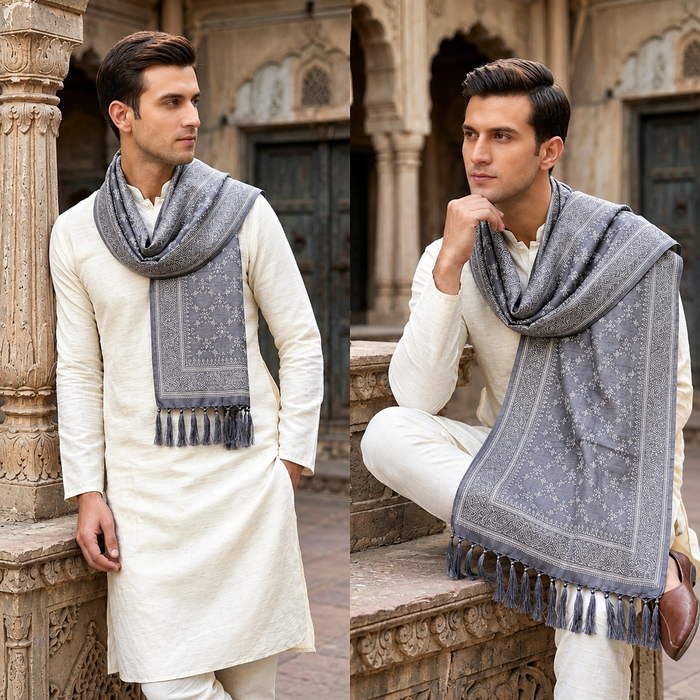 Dark Grey Palette Silk Men’s Scarf