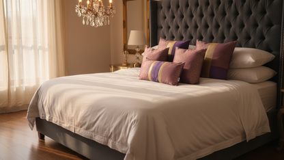 PURPLE SILK BED SETS / SOFA CUSHIONS - CUSHION COVER | SILK BROCADE |SUKHAM