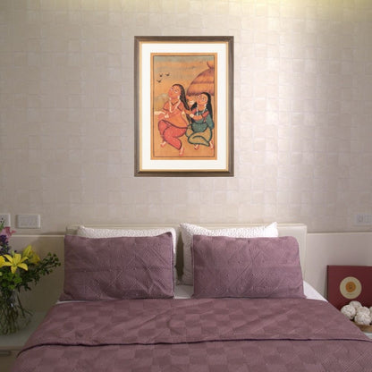 Traditional Kalighat Folk Art Painting | 28 x 20 Inch | Sunset Whispers