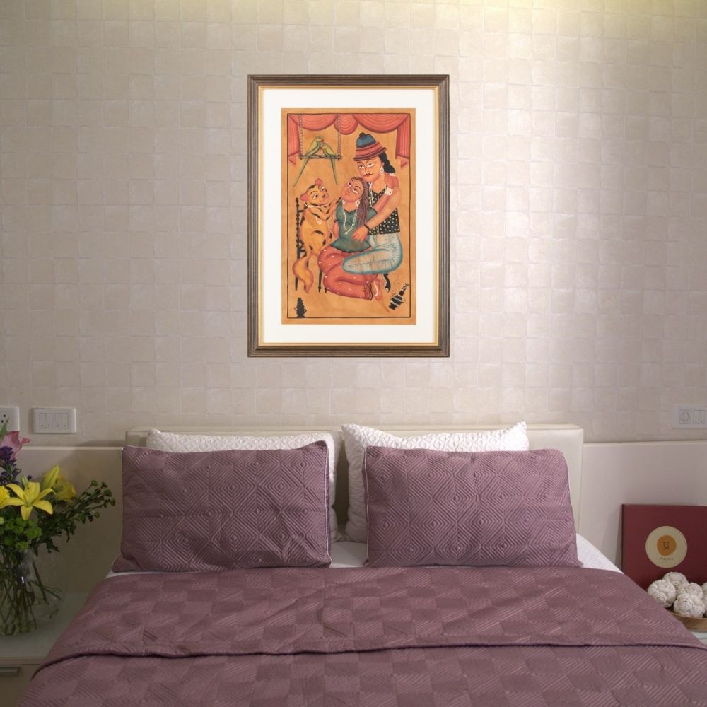 Traditional Kalighat Folk Art Painting | 28 x 20 Inch | Harmony of Love