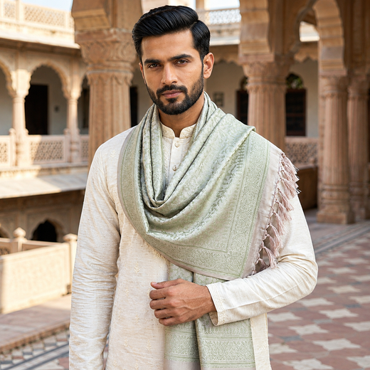 Light Pista Green Silk Men’s Scarf