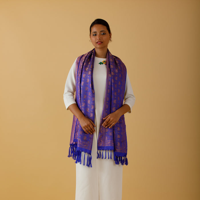 silk stole in blue color