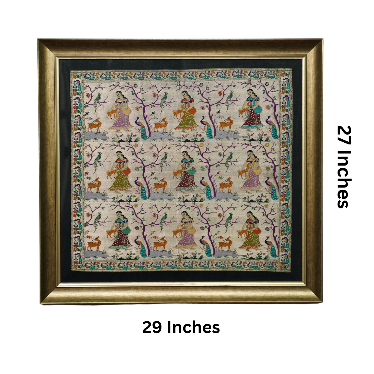 Nine Gopia in a Frame Silk Tapestry