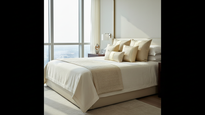 GOLDEN SILK BED SETS / SOFA CUSHIONS - CUSHION COVER | SILK BROCADE| IVORY TRANQUILITY