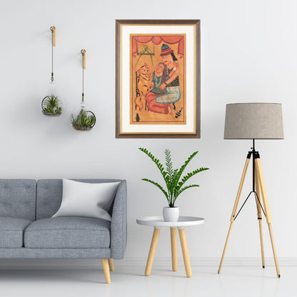 Traditional Kalighat Folk Art Painting | 28 x 20 Inch | Harmony of Love