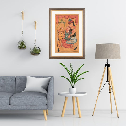Traditional Kalighat Folk Art Painting | 28 x 20 Inch | Harmony of Love