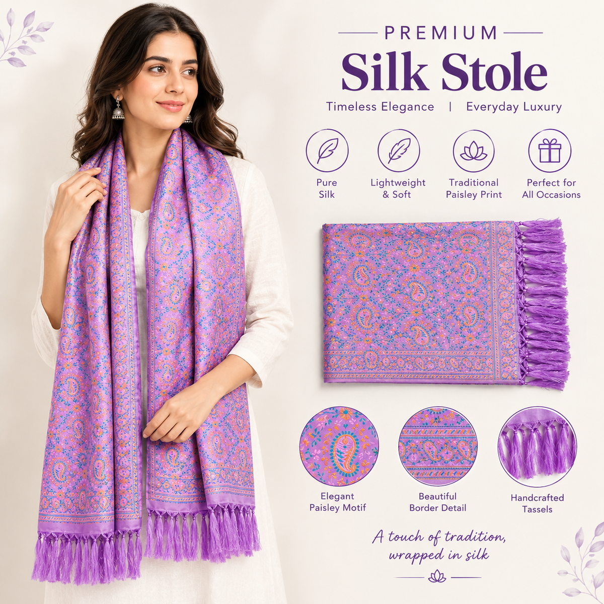 Persian Lavender Silk Stole