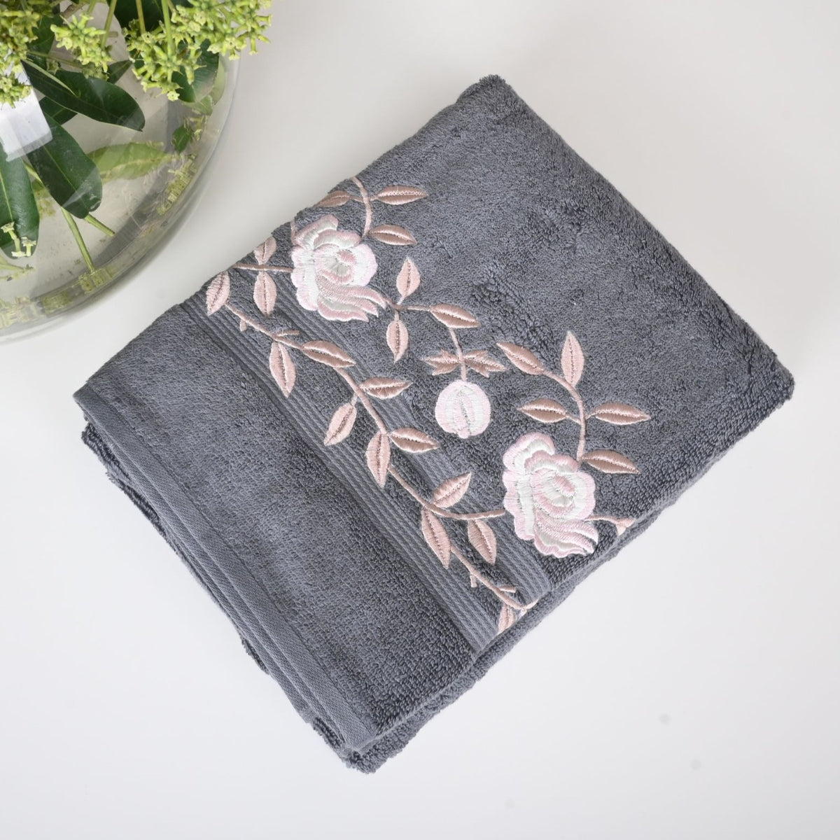 Rose Garden Design Cotton Bath Towel (Set of 2)