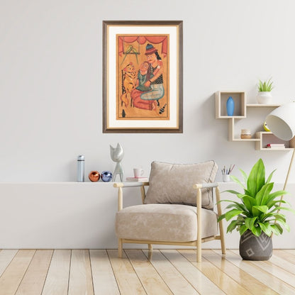 Traditional Kalighat Folk Art Painting | 28 x 20 Inch | Harmony of Love