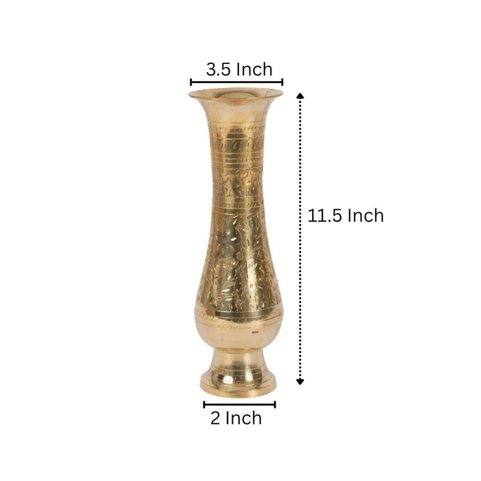 Vintage Floral Brass Vase