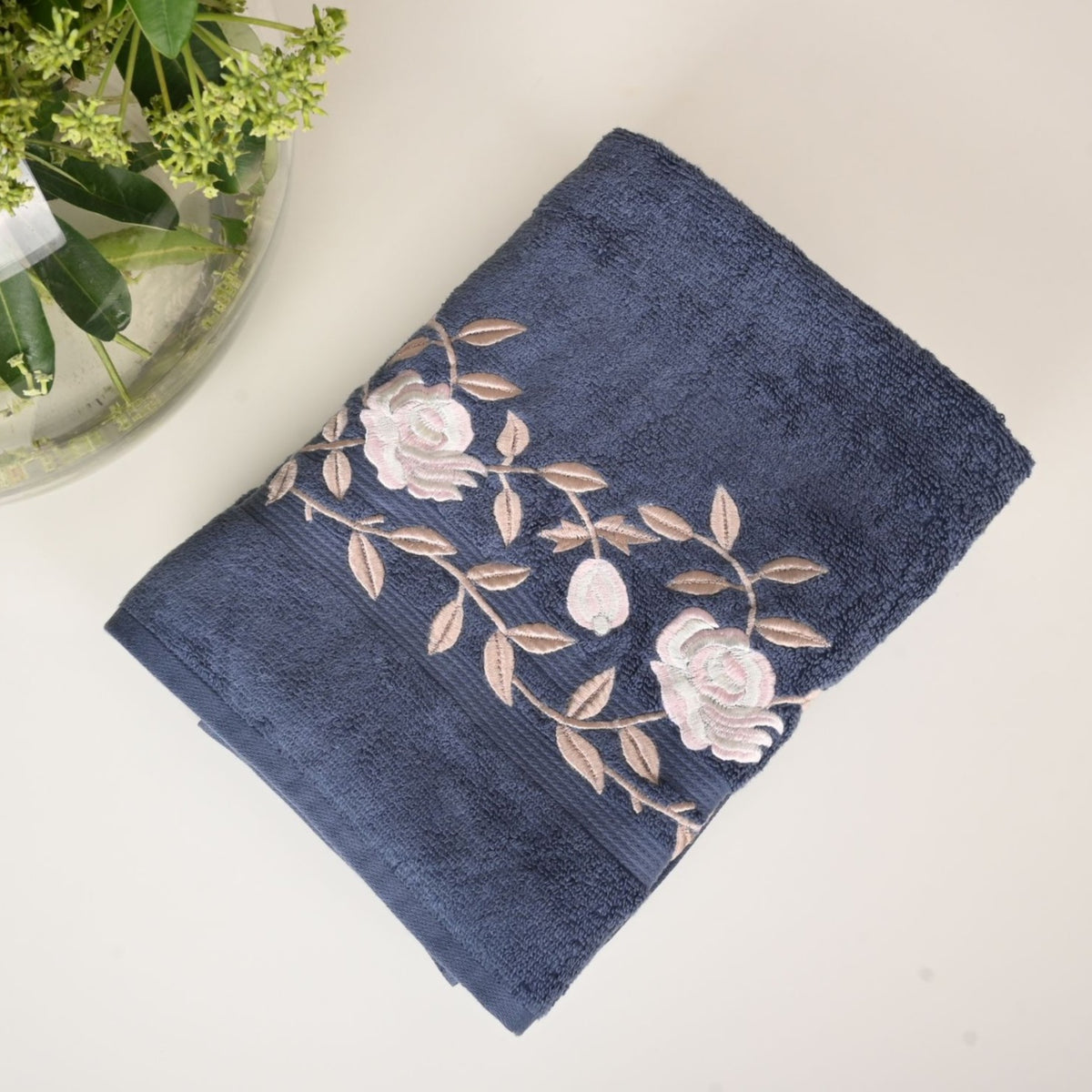 Rose Garden Design Cotton Bath Towel (Set of 2)
