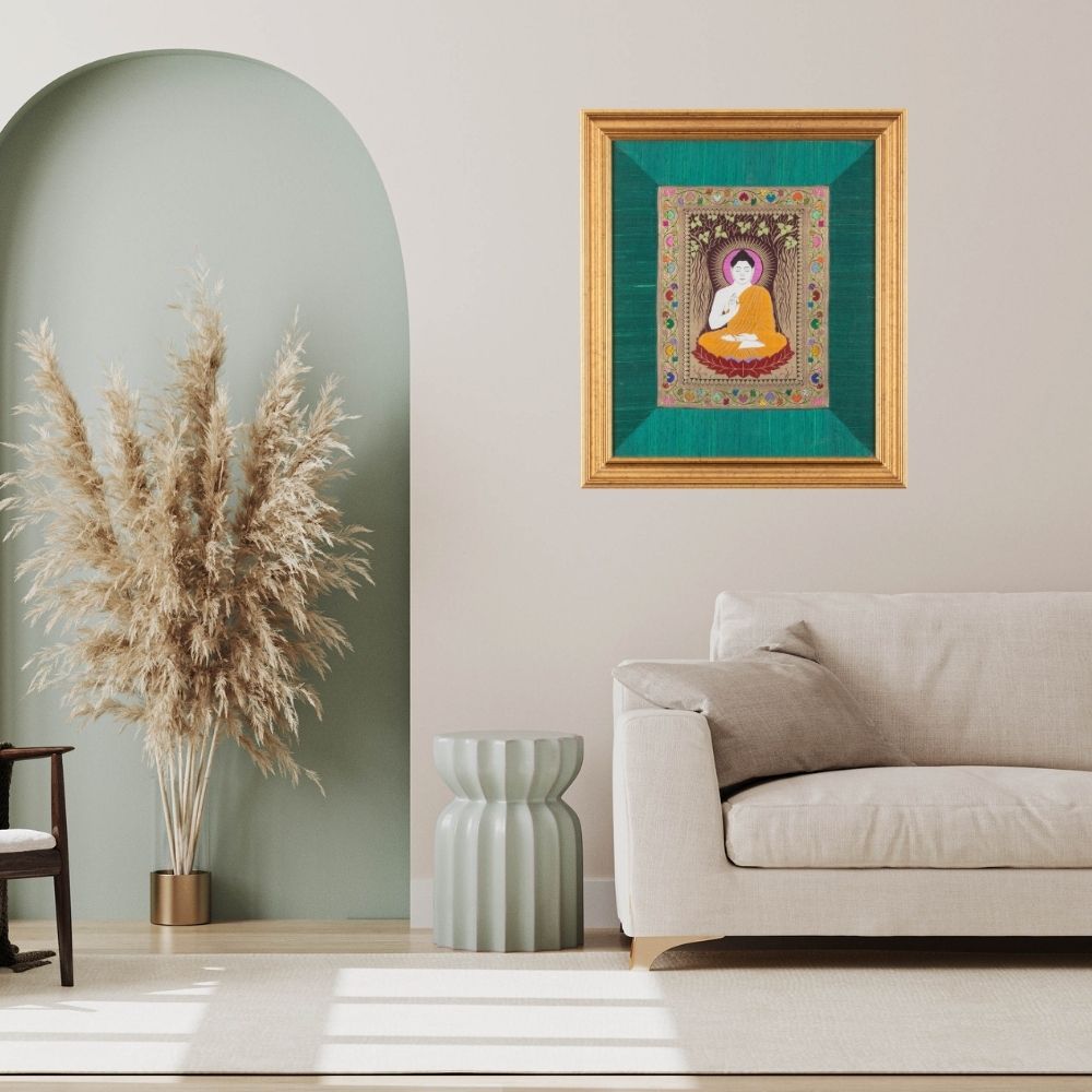 SILK TAPESTRY - BUDDHA ( SMALL  24" X 20 ")