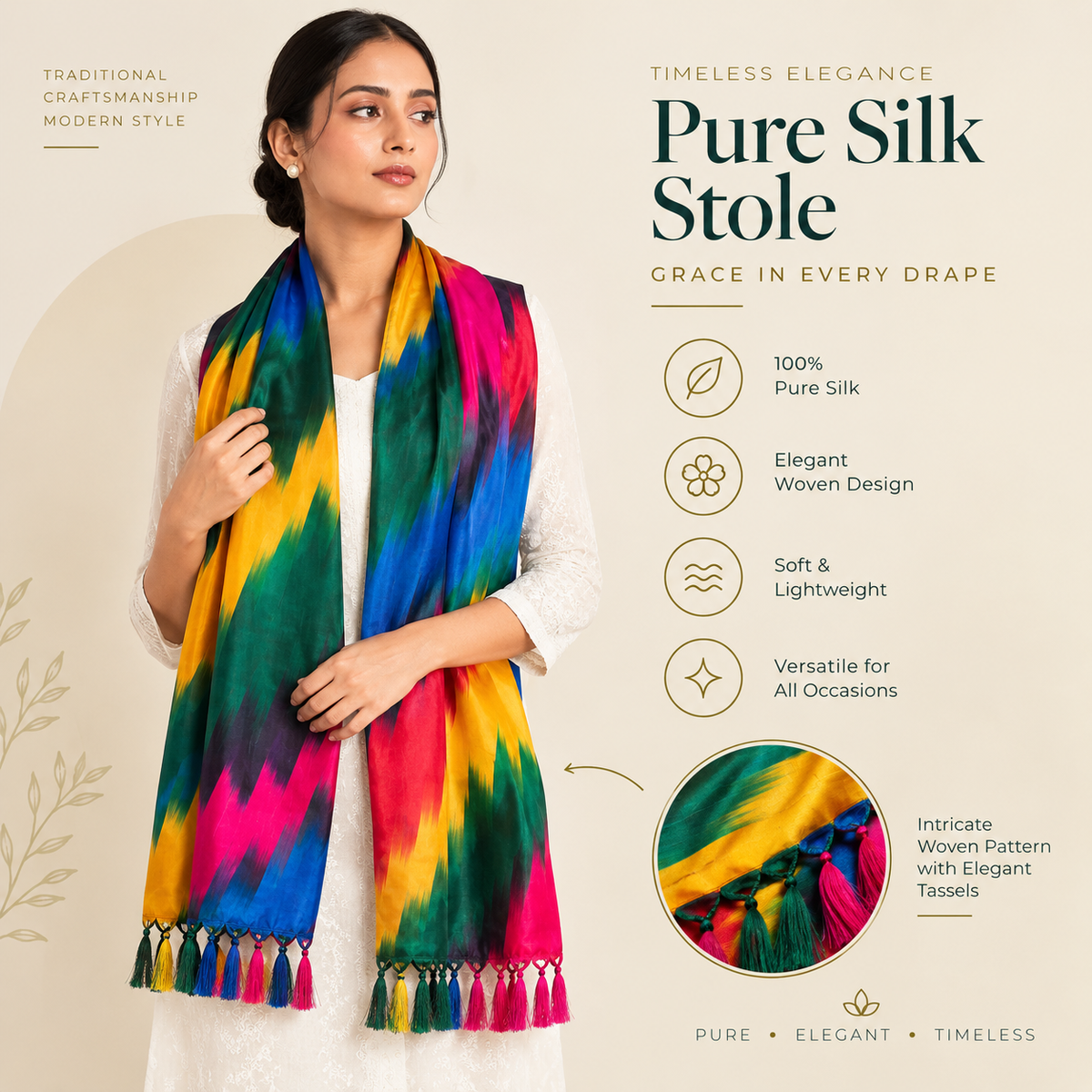 7 Colours Rainbow Silk Stole