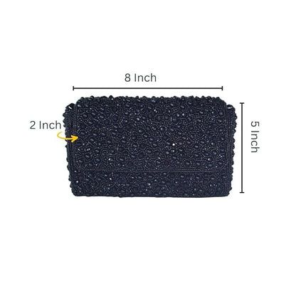 Handcrafted Black  Heavy Beaded Clutch Purse for Women