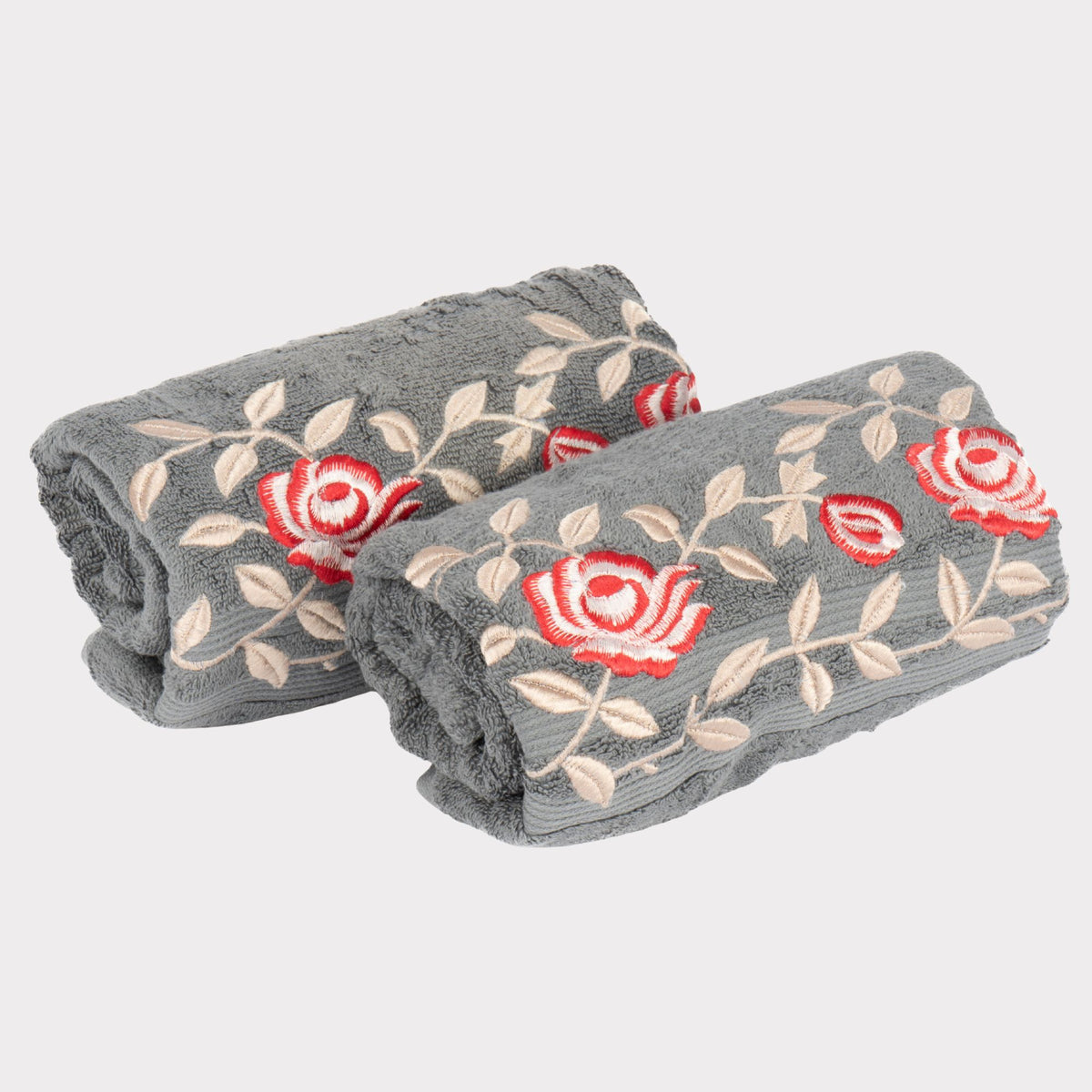 Rose Garden Design Cotton Bath Towel (Set of 2)