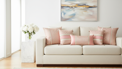 PINK SILK BED SETS / SOFA CUSHIONS - CUSHION COVER | SILK BROCADE | ROYAL BLUSH