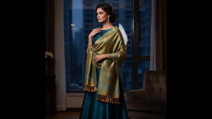 SILK STOLE - GOLDEN TEAL HERITAGE