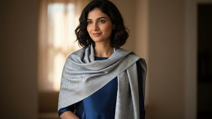 SILK STOLE - GREY SILVER MIST