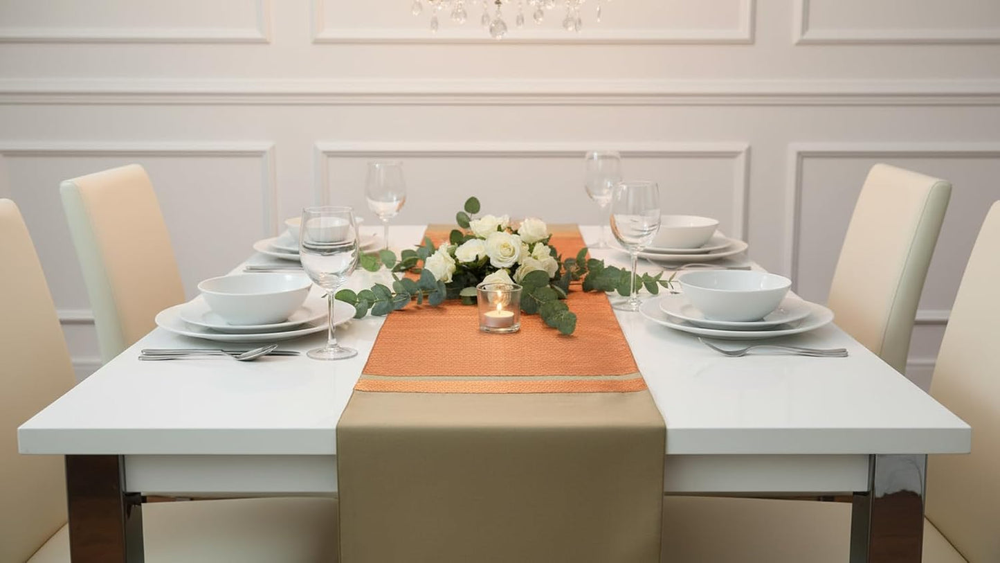 Handcrafted Silk Table Runner Warm Beige Elegant Dining & Festive Décor