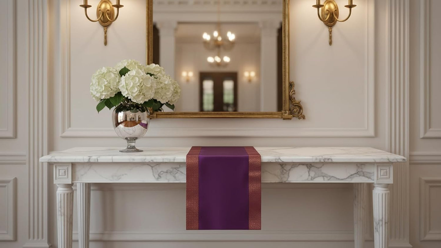 Hndcrafted Silk Table Runner Purple – Elegant Dining & Festive Décor