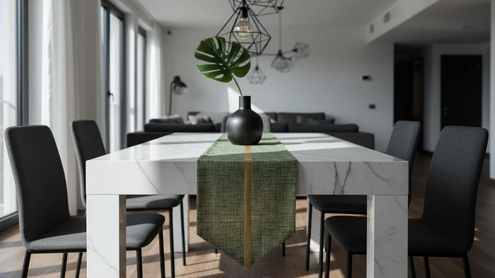 Handcrafted Table Runner Olive Green - Elegant Dining & Festive Décor
