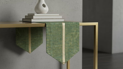 Handcrafted Table Runner Olive Green - Elegant Dining & Festive Décor