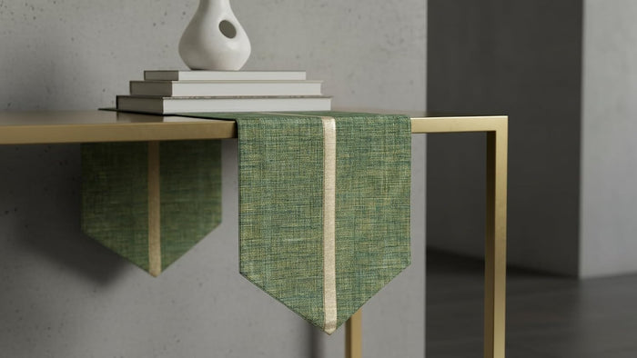 Handcrafted Table Runner Olive Green - Elegant Dining & Festive Décor