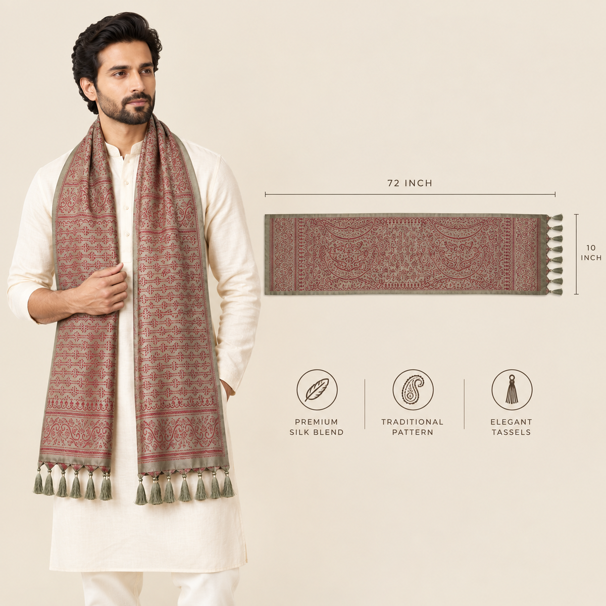 Green & Brown Octavia Design Men’s Silk Scarf