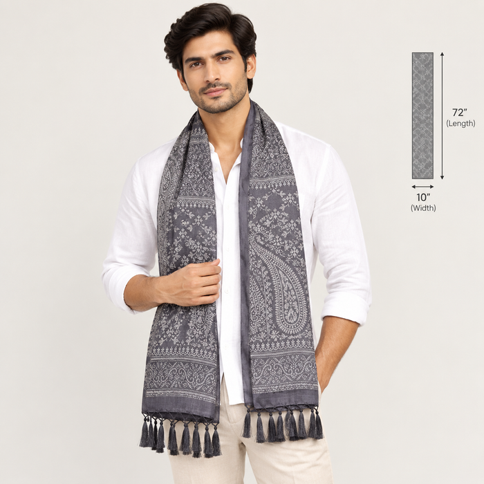 Dark Grey Palette Silk Men’s Scarf